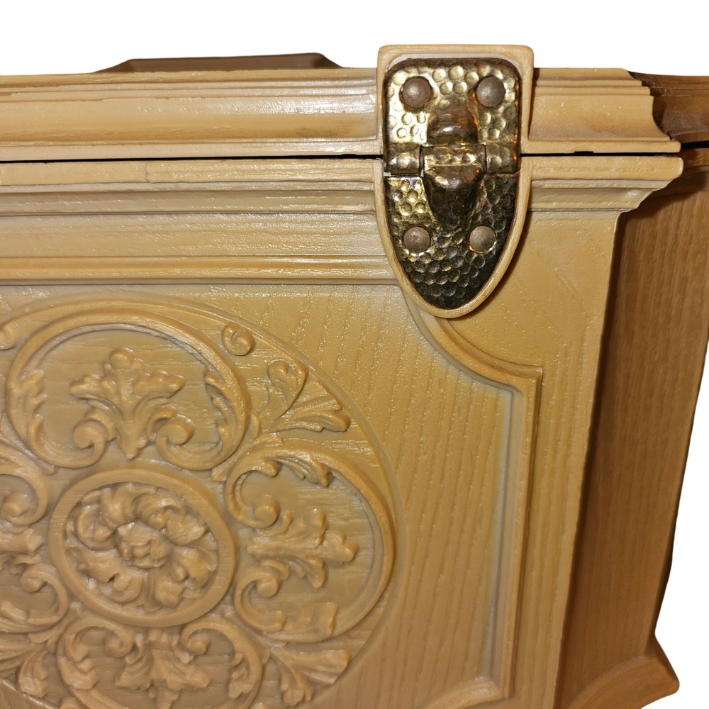 Vintage MCM 1970s Mary Klein Inc Sewing Box Medallion Beige Storage SC-2015 - Picture 8 of 14